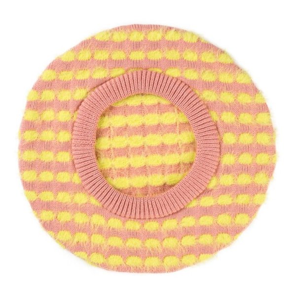 Verloop Faux Fur Bubble Dot Mittens Gloves Lime & Coral Color OS - Picture 4 of 4